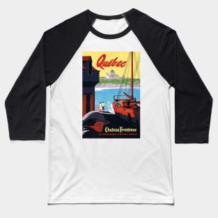 QUEBEC Chateau Frontenac Canada Scenic Ship Harbor Vintage Tourism Art Deco Baseball T-Shirt